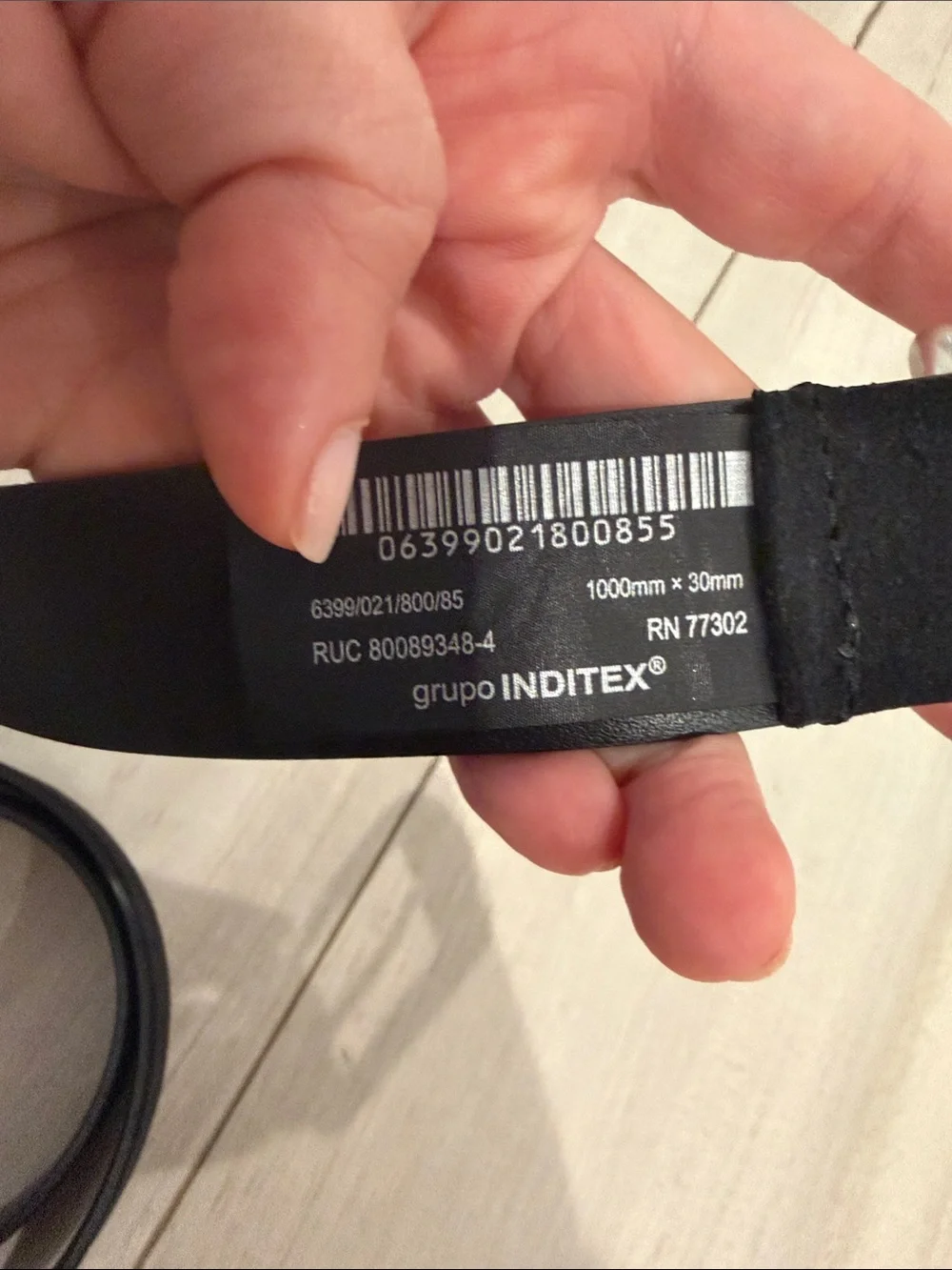 Zara Split Black Leather Belt with Rectangular Buckle & Triple Loop
